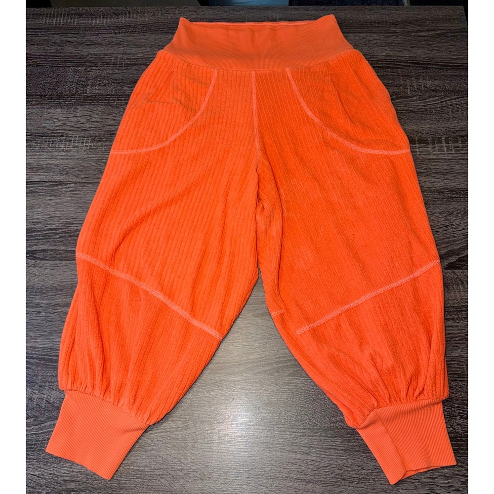 Free People FP Movement Harem Pants Ribbed Knit Orangey Boho Athleisure Size M - Picture 3 of 10
